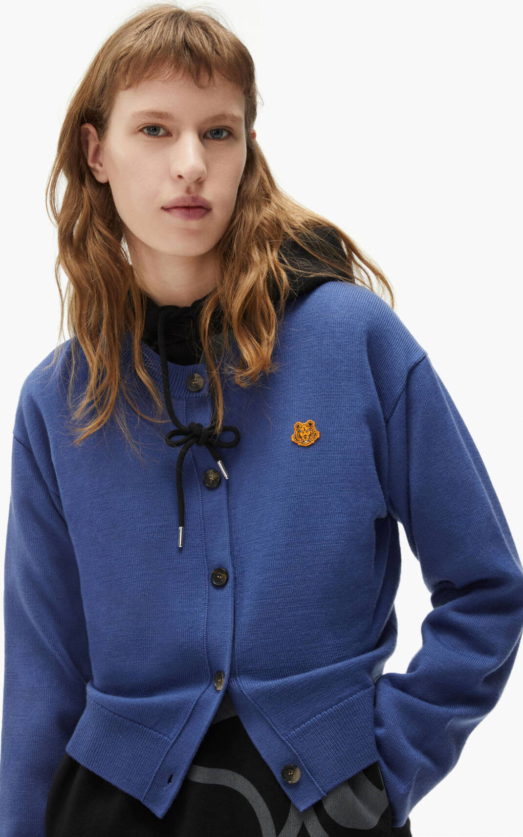 Sweat Zippé Kenzo Femme Tiger Crest merino wool Bleu NVGYR-6901